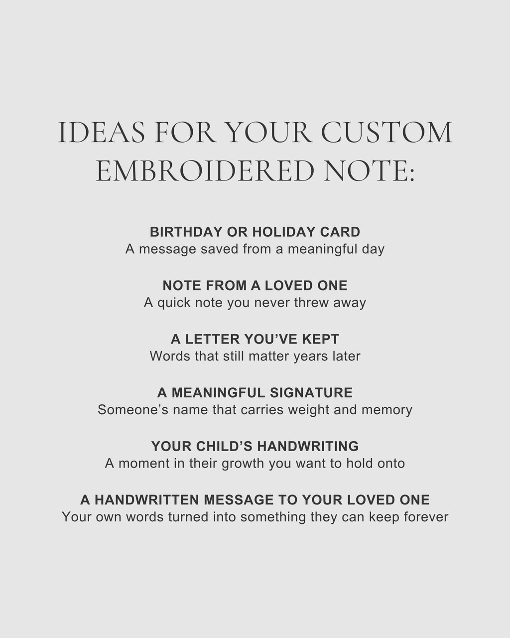 Custom Handwritten Embroidered Note