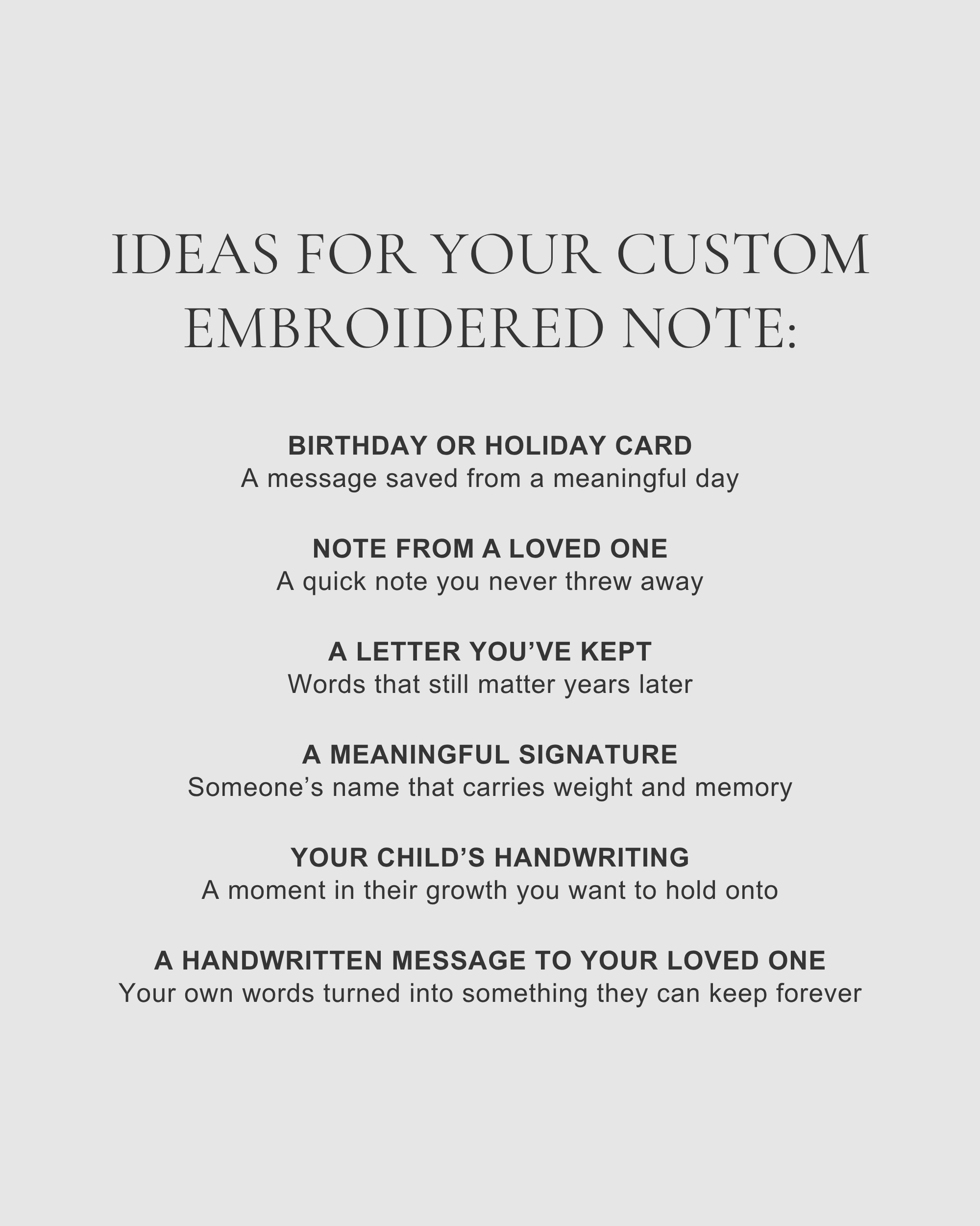 Custom Handwritten Embroidered Note